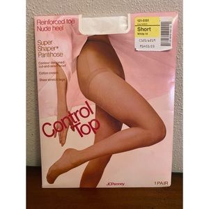Vintage White Pantyhose Control Top Super Shaper JCPenney Size Short